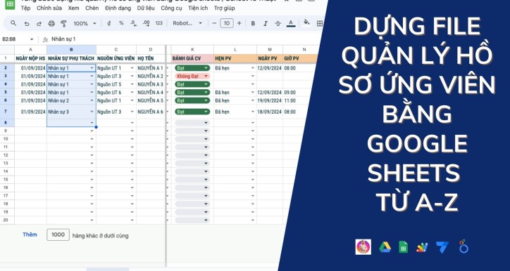 Từng bước dựng file quản lý hồ sơ ứng viên bằng Google sheets